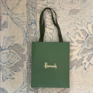 Harrods Dark Green Shopper Bag with Gold Logo